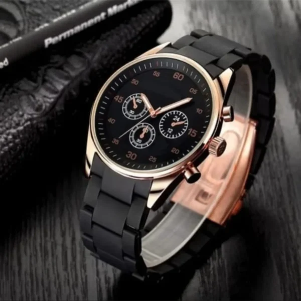 Casual Fashion Wrist Watch Rubber Straps Men Quartz Watch For Boys & Men