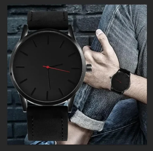 Black Quartz Watch For Men Top Quality Stylish Watch For Boys Simple Fashion Watch For Gift