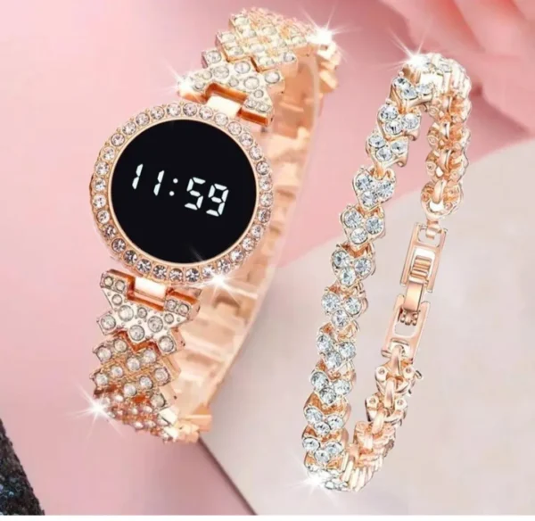 NEW FASHIONABLE STONE TOUCH ROUND LADIES WATCH FOR WOMEN